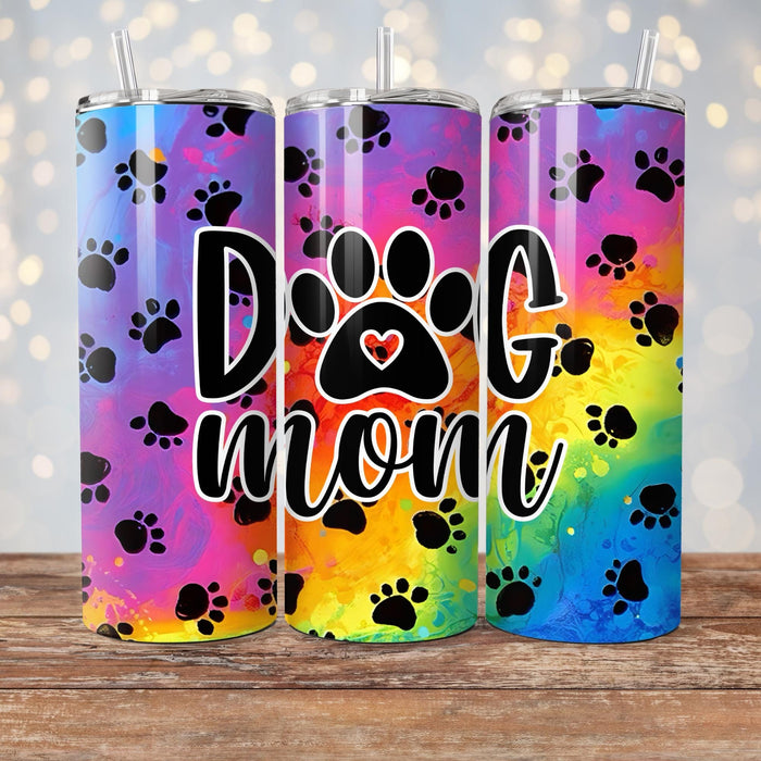 Drinkbeker met Rietje Dog Mom Regenboog