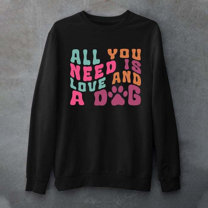 Sweater All You Need is Love and a Dog Kleurrijk