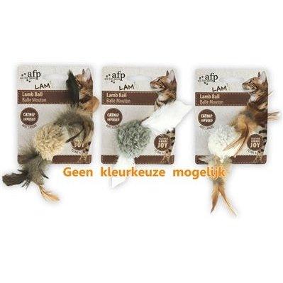 Afp Lamb Ball Lamswol Met Veren Vogel Geluid En Catnip Assorti