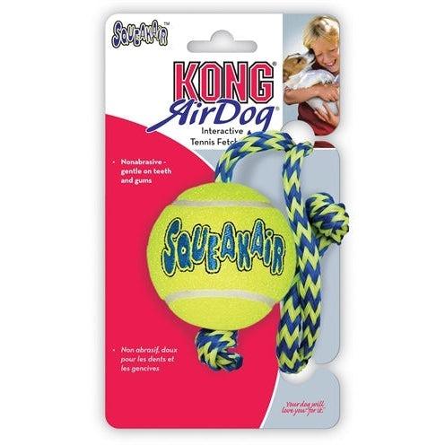 Kong Squeakair Bal Met Touw Geel / Blauw