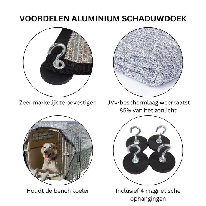 Opulfy - Schaduwdoek - Schaduwdoek vierkant - Schaduwdoek rechthoek - Aluminium - Incl. magnetische haken - Zonnescherm - Zonnescherm auto