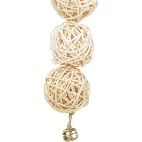 Trixie 3 Rotan Ballen Met Bel Aan Touw Naturel