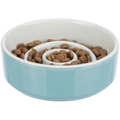 Trixie Voerbak Slowfeeding Keramiek Grijs / Blauw 17X17 CM 900 ML