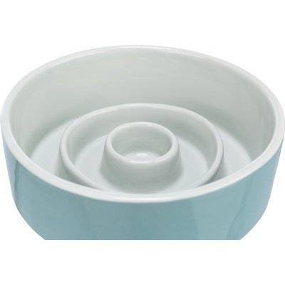 Trixie Voerbak Slowfeeding Keramiek Grijs / Blauw 17X17 CM 900 ML