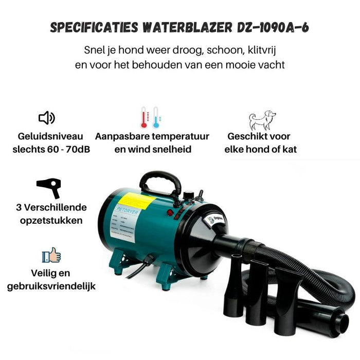 Waterblazer - DZ-1090A - Hondenfohn met Geluidsdemper en 3 opzetstukken - 2400 W