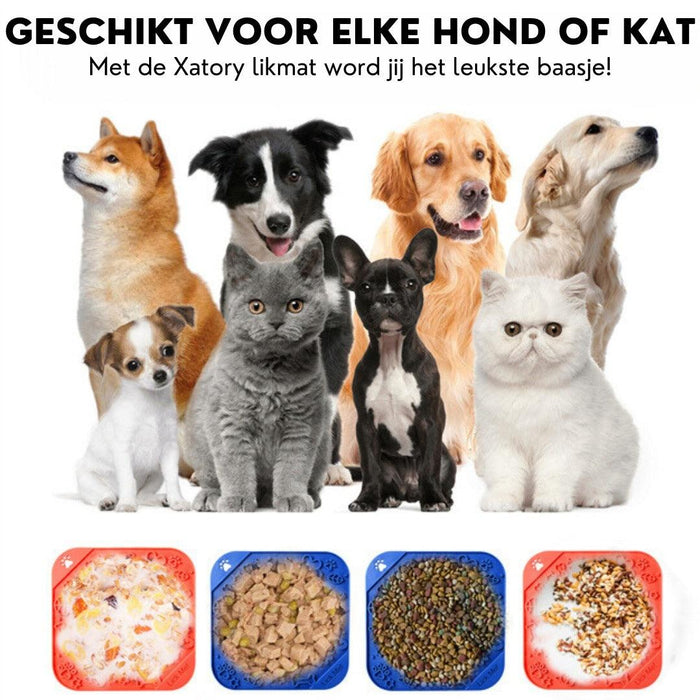 Xatory - Likmat hond - Vuurtje -Likmat - Honden likmat - Zelfklevend - Anti schrok - Likmat kat - Voermat - Lick mat - Katten likmat - Likmatten