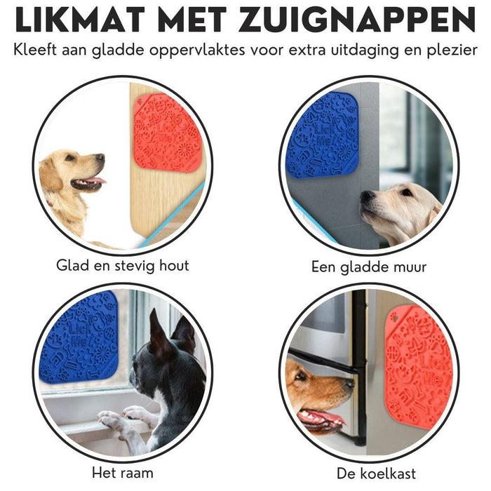 Xatory - Likmat hond - Vuurtje -Likmat - Honden likmat - Zelfklevend - Anti schrok - Likmat kat - Voermat - Lick mat - Katten likmat - Likmatten