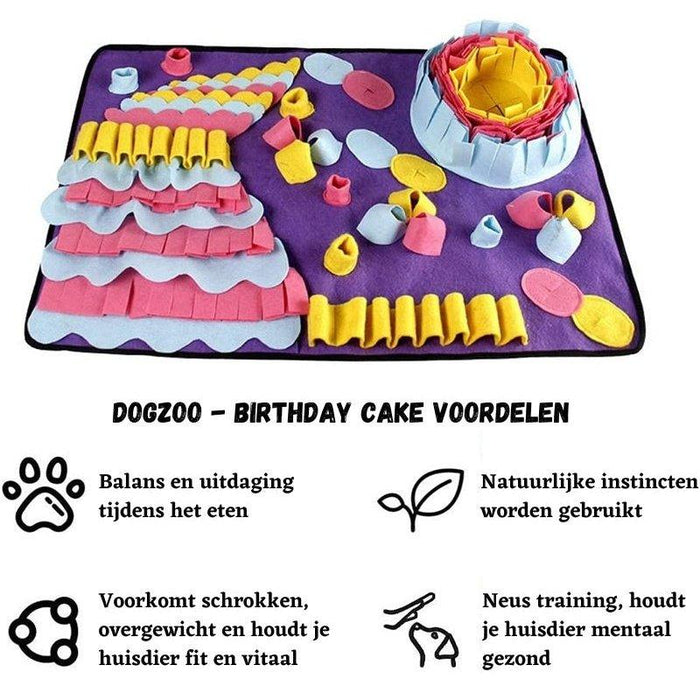 Xatory - Snuffelmat voor honden - Birthday Cake - Snuffelmat hond - Hondenpuzzel - Anti schrokbak - Hondenspeelgoed