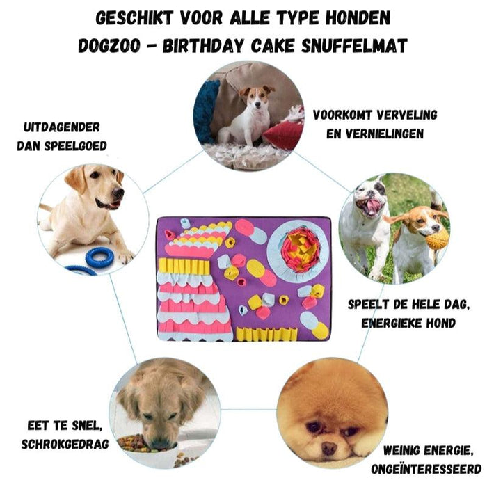 Xatory - Snuffelmat voor honden - Birthday Cake - Snuffelmat hond - Hondenpuzzel - Anti schrokbak - Hondenspeelgoed