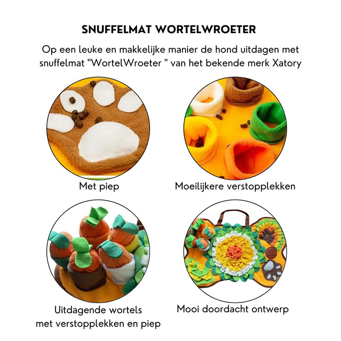 Xatory - Snuffelmat voor honden - WortelWroeter - Snuffelmat hond - Hondenpuzzel - Anti schrokbak - Hondenspeelgoed