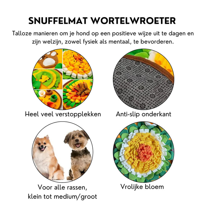 Xatory - Snuffelmat voor honden - WortelWroeter - Snuffelmat hond - Hondenpuzzel - Anti schrokbak - Hondenspeelgoed